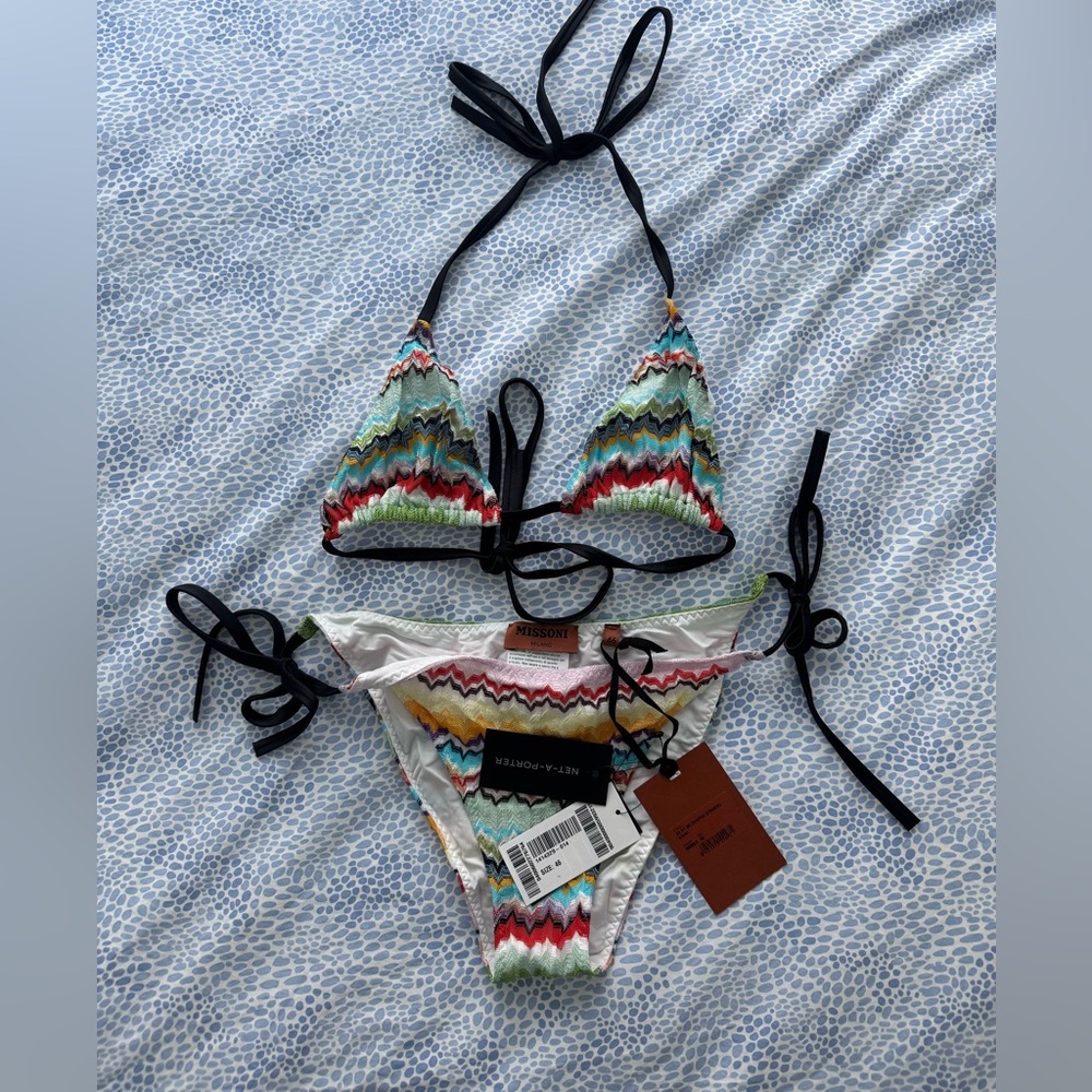 Missoni Mare metallic crochet-knit triangle bikini